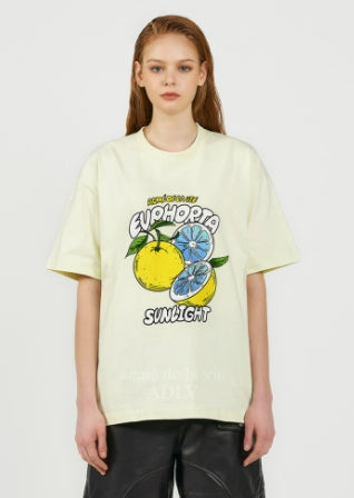 アクメドラビ(acme' de la vie) EUPHORIA SUNLIGHT FRUIT SHORT SLEEVE T-SHIRT LIGHTYELLOW