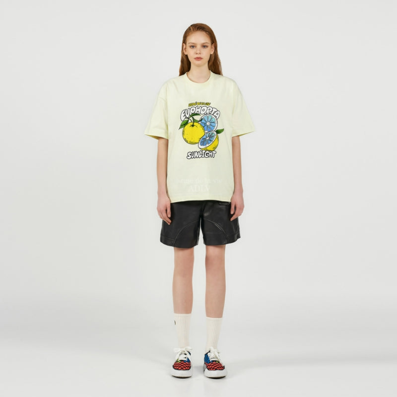 アクメドラビ(acme' de la vie) EUPHORIA SUNLIGHT FRUIT SHORT SLEEVE T-SHIRT LIGHTYELLOW