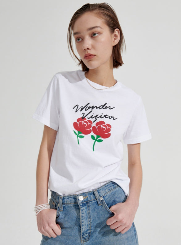 ワンダービジター(WONDER VISITOR)  Rose Logo T-shirt