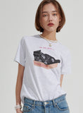 ワンダービジター(WONDER VISITOR) Box cat T-shirt [Light grey]