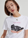 ワンダービジター(WONDER VISITOR) Box cat T-shirt [White]