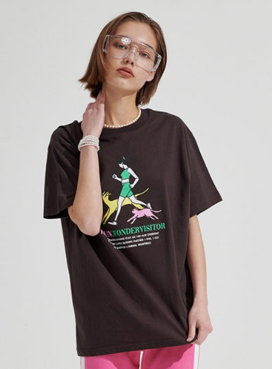 ワンダービジター(WONDER VISITOR) Run overfit T-shirt [Charcoal grey]