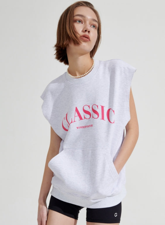 ワンダービジター(WONDER VISITOR) Classic Sweat-vest [Light grey]