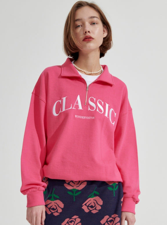 ワンダービジター(WONDER VISITOR) Classic HALF Zip-up [Magenta]