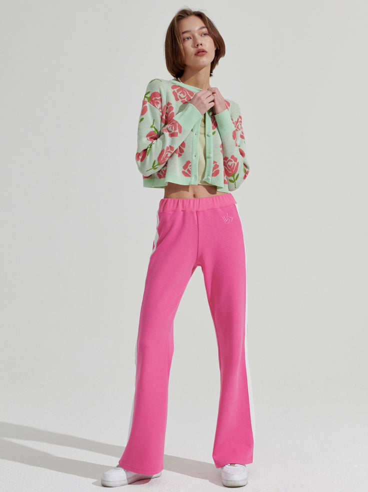 ワンダービジター(WONDER VISITOR) Rose pattern Crop Cardigan [Mint]