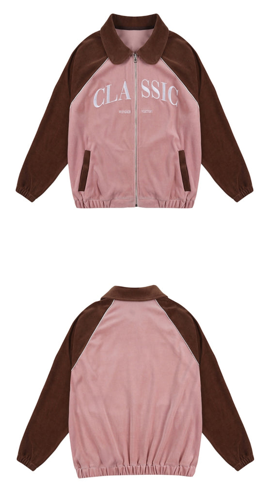 ワンダービジター(WONDER VISITOR) Classic velour Zip-up [Pink