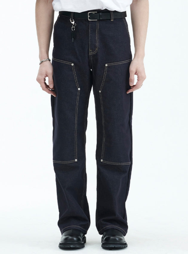 ラメルマメゾン (LA MER MA MAISON) DOUBLE-NEE DENIM PANTS ラメルマメゾン (LA MER MA MAISON) DOUBLE-NEE DENIM PANTS