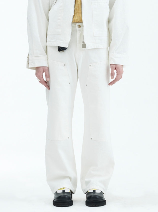 ラメルマメゾン (LA MER MA MAISON) DOUBLE-NEE DENIM PANTS IVORY