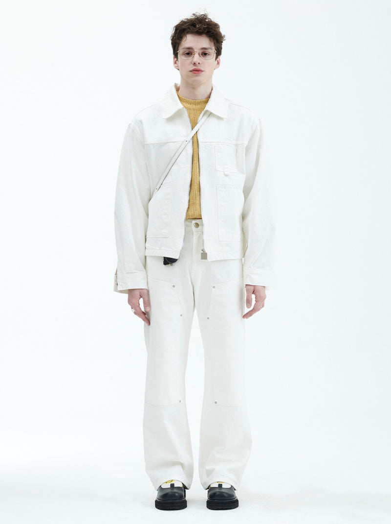 ラメルマメゾン (LA MER MA MAISON) DOUBLE-NEE DENIM PANTS IVORY