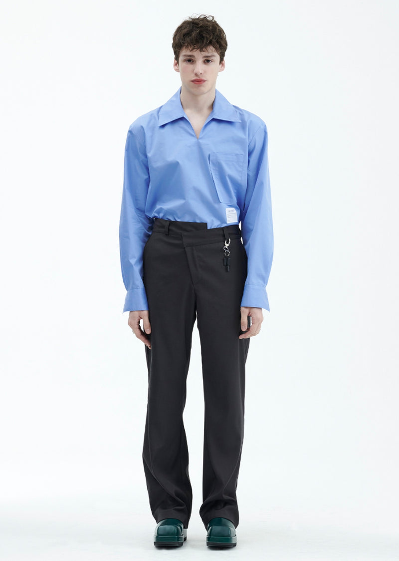 ラメルマメゾン (LA MER MA MAISON)  DIAGONAL ZIP SLACKS GREY