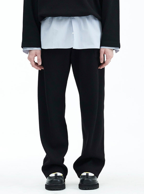 ラメルマメゾン (LA MER MA MAISON) WAFFLE KNIT PANTS BLACK