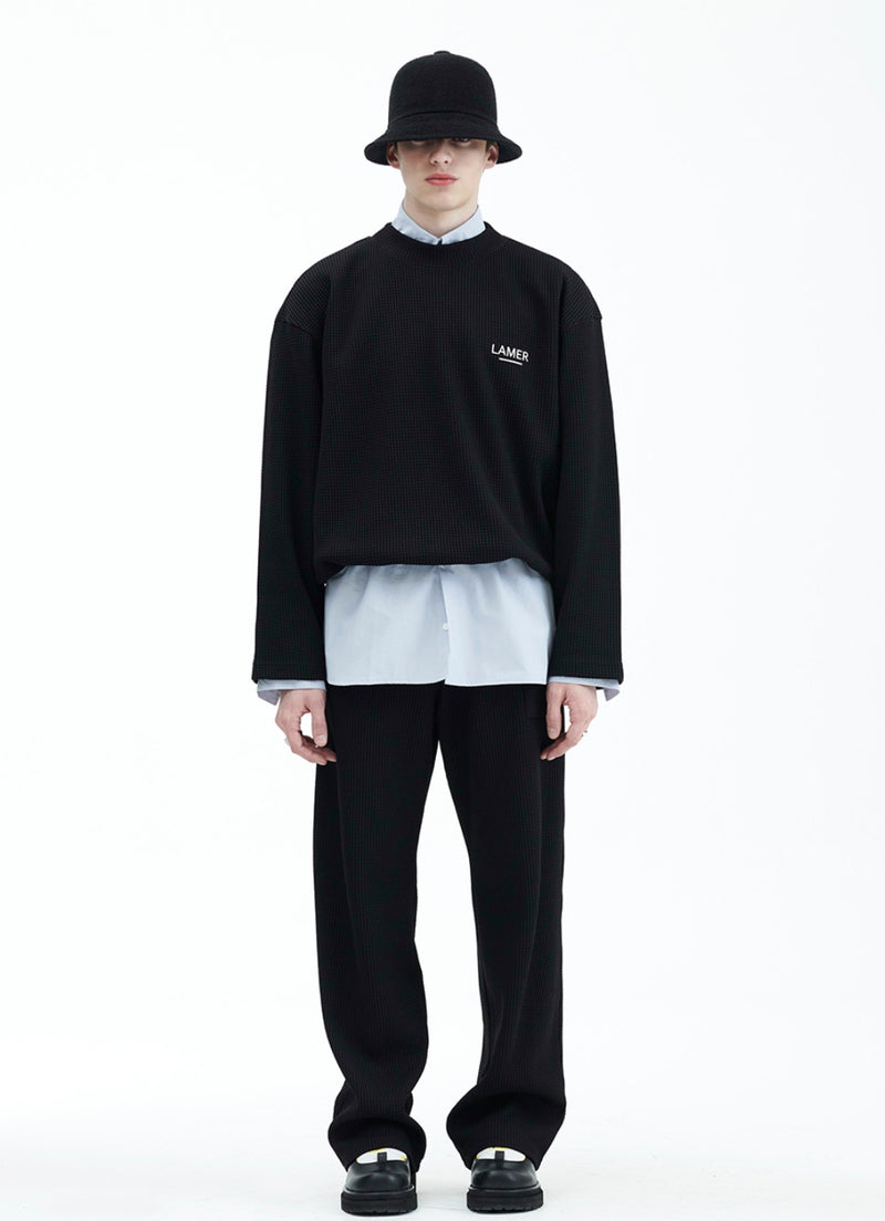 ラメルマメゾン (LA MER MA MAISON) WAFFLE KNIT PANTS BLACK