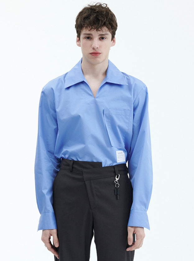 ラメルマメゾン (LA MER MA MAISON)  NOTCH NECK SHIRT BLUE