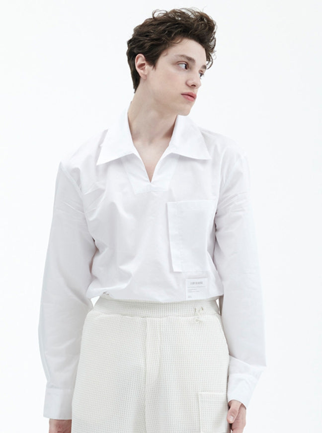ラメルマメゾン (LA MER MA MAISON)  NOTCH NECK SHIRT WHITE