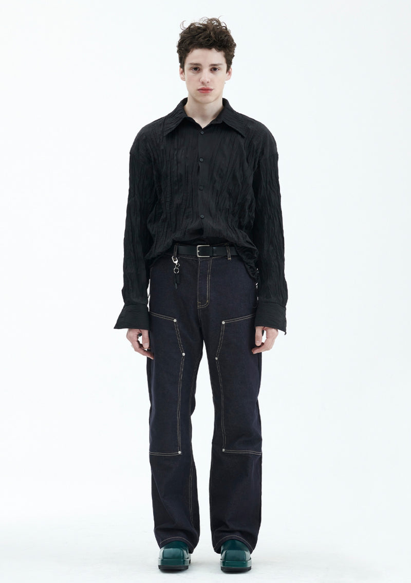 ラメルマメゾン (LA MER MA MAISON)  WRINKLE STRING SHIRT BLACK