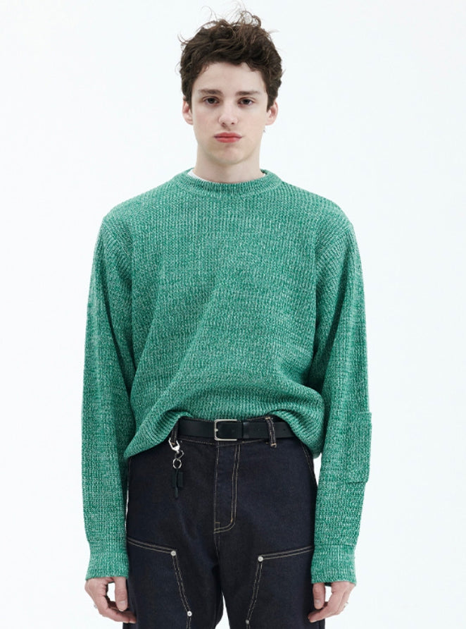 ラメルマメゾン (LA MER MA MAISON) 3 COLORING KNIT GREEN