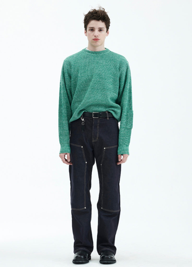 ラメルマメゾン (LA MER MA MAISON) 3 COLORING KNIT GREEN