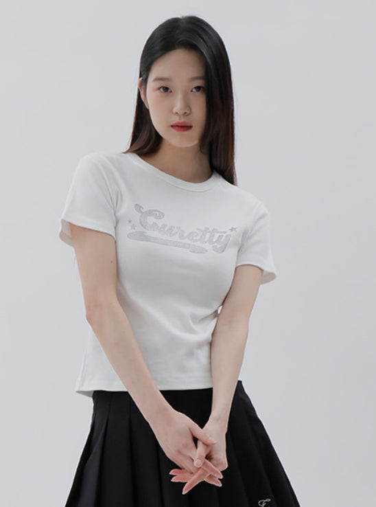 curetty (キュリティー) C GLITTER LOGO POINT T-SHIRT_WHITE