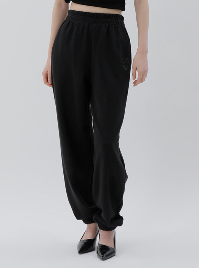 curetty (キュリティー)  C GLITTER LOGO POINT SWEATPANTS_BLACK