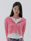curetty (キュリティー)  C CABLE CROP KNIT HOODIE ZIP-UP_PINK