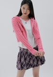 curetty (キュリティー)  C CABLE CROP KNIT HOODIE ZIP-UP_PINK