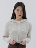 curetty (キュリティー) C CABLE CROP KNIT HOODIE ZIP-UP_IVORY