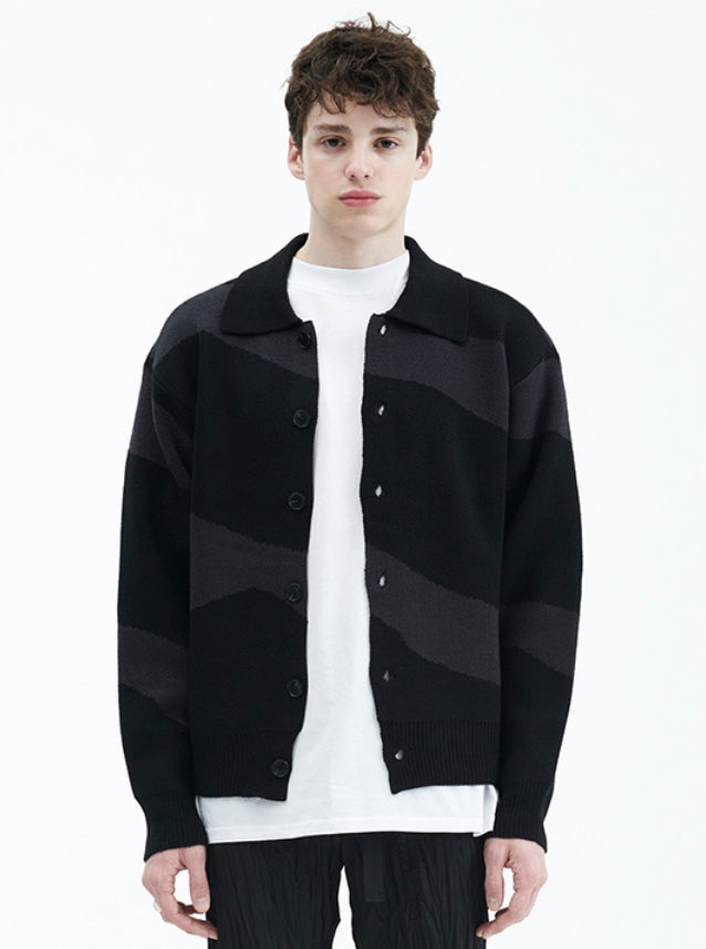 ラメルマメゾン (LA MER MA MAISON)  LINE KNIT CARDIGAN BLACK