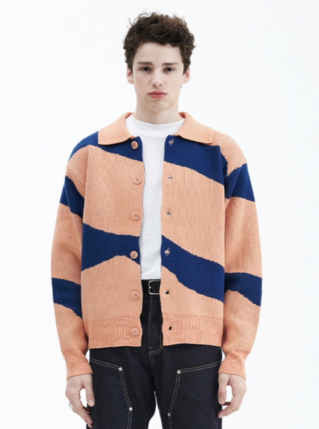 ラメルマメゾン (LA MER MA MAISON)  LINE KNIT CARDIGAN ORANGE