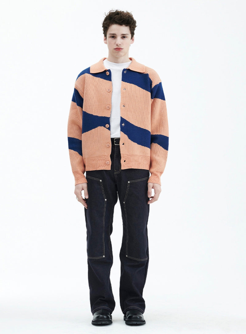 ラメルマメゾン (LA MER MA MAISON)  LINE KNIT CARDIGAN ORANGE