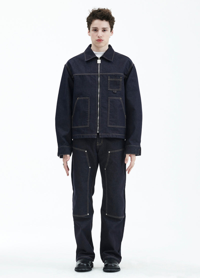 ラメルマメゾン (LA MER MA MAISON)  DENIM ZIP-UP JACKET INDIGO BLUE