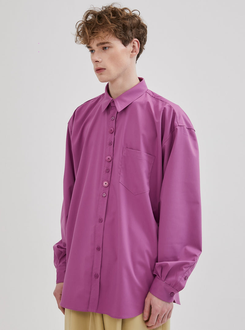 イーエスシースタジオ(ESC STUDIO) button shirt(purplepink)