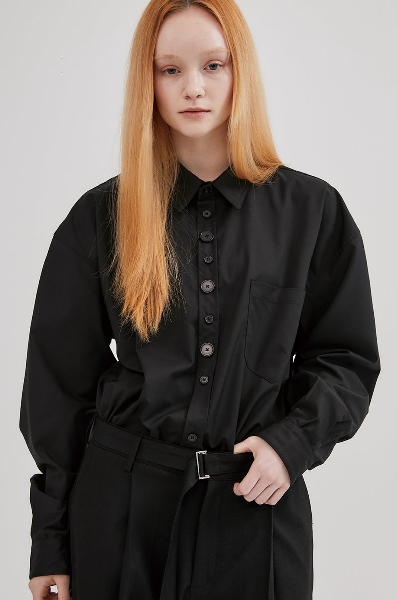 イーエスシースタジオ(ESC STUDIO) button shirt(black)