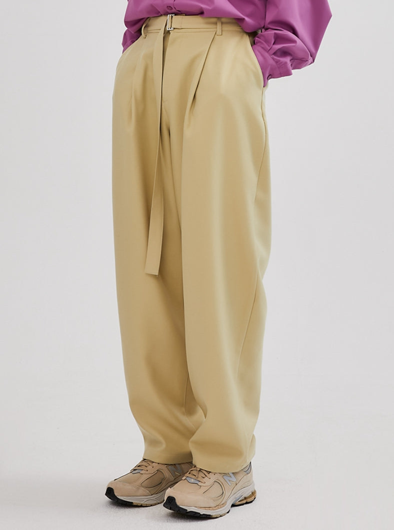 イーエスシースタジオ(ESC STUDIO) belt pintuck pants(butter)