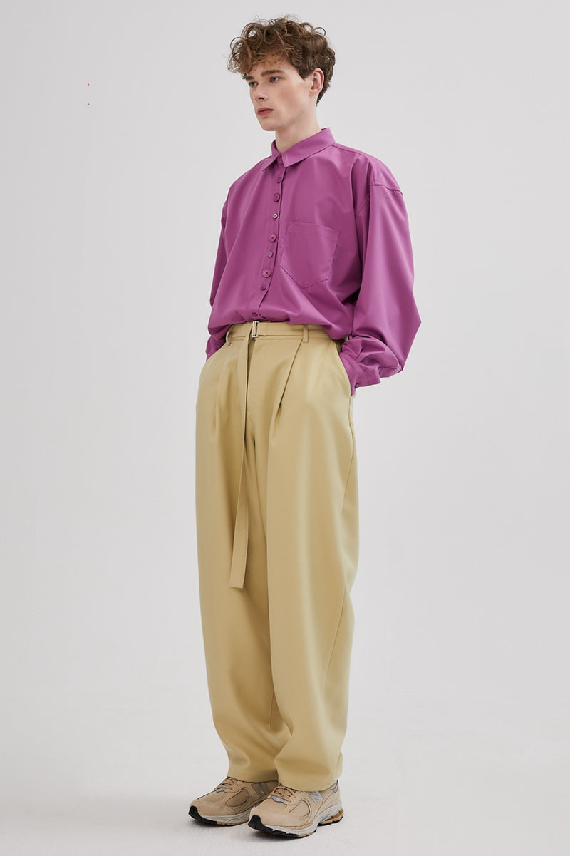 イーエスシースタジオ(ESC STUDIO) belt pintuck pants(butter)