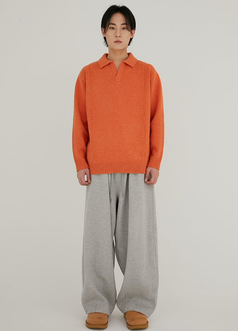 Crump (クランプ) CABLE PIN TUCK WOOL COLLAR KNIT (CT0344-1)