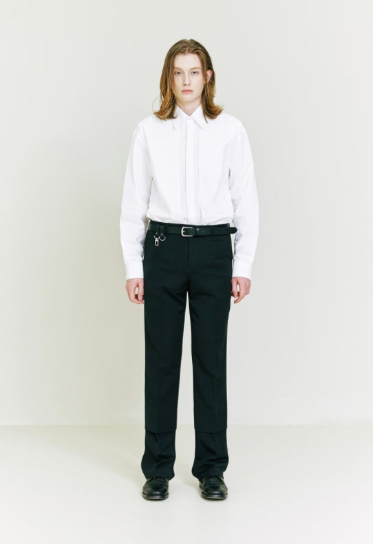 SSY(エスエスワイ) Double Layerd Semi Wide Fit Slacks black