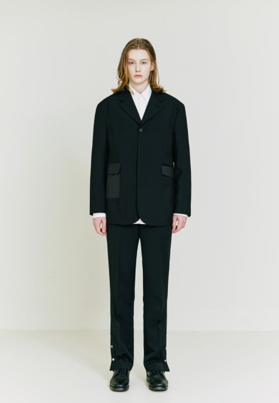 SSY(エスエスワイ) 3Button collar&pocket Hidden Leather Blazer