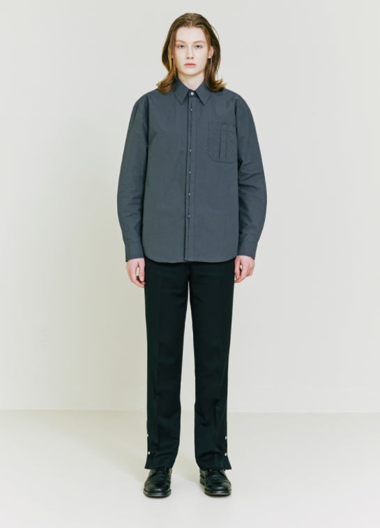 SSY(エスエスワイ) [Organic Cotton] half hidden Bar tag Shirt charcoal