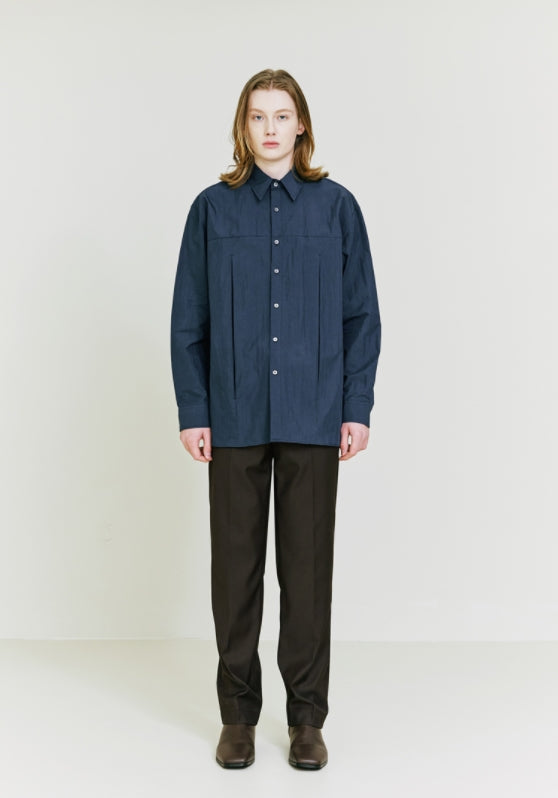 SSY(エスエスワイ) [Compact Cotton] Double Vent Relax Fit Shirt navy