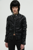 nache(ナチェ) SHIRRING LEATHER JACKET