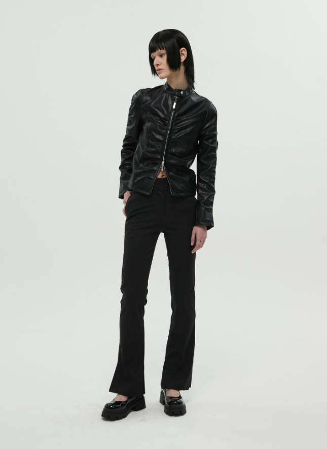 nache(ナチェ) SHIRRING LEATHER JACKET