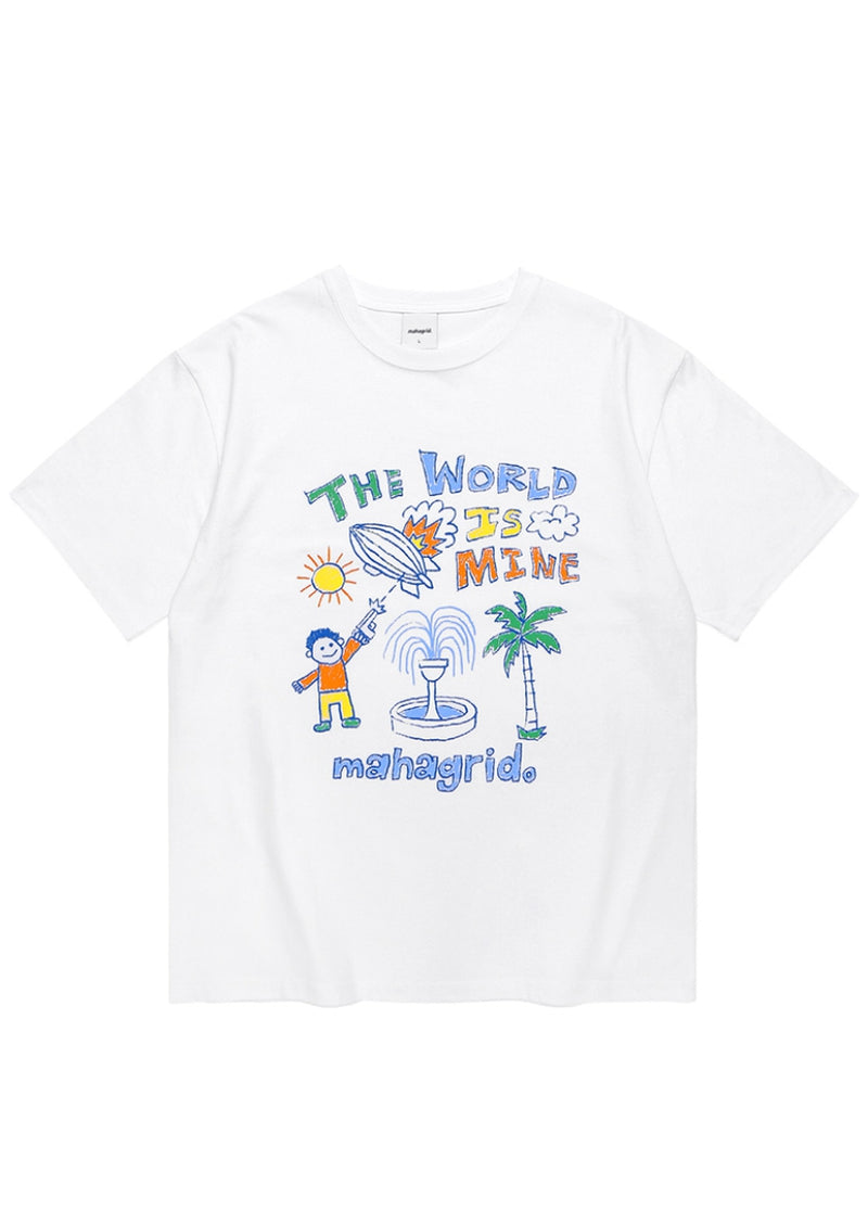 mahagrid (マハグリッド) CRAYON DOODLE TEE [WHITE]