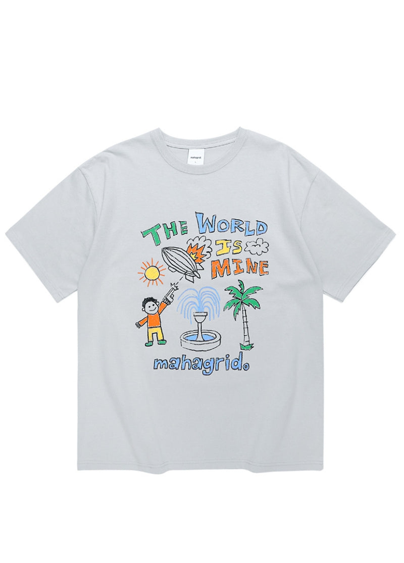 mahagrid (マハグリッド) CRAYON DOODLE TEE [GREY]