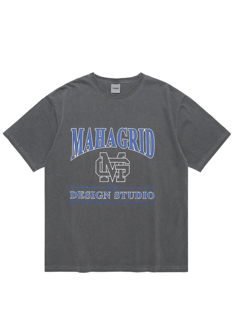 mahagrid (マハグリッド) UNIVERSITY PIGMENT TEE [CHARCOAL]