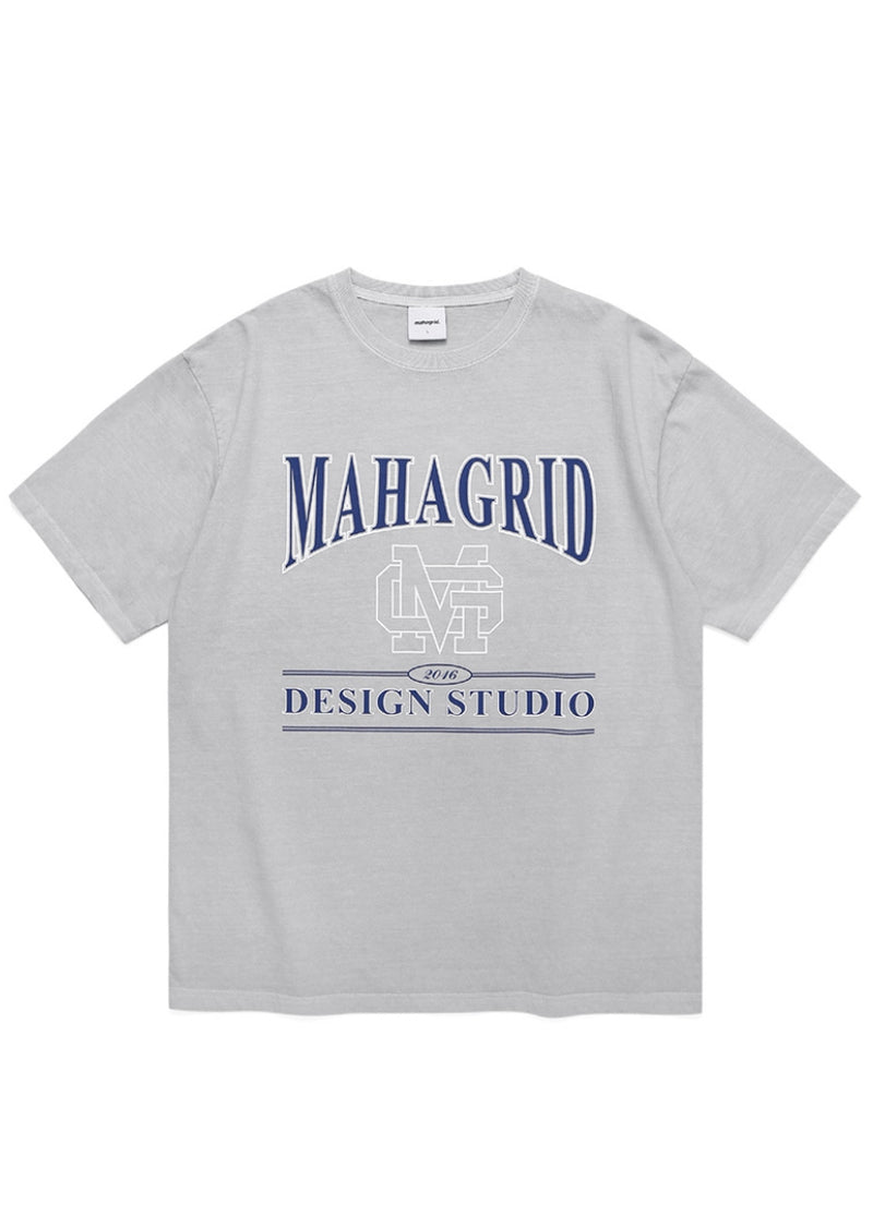 mahagrid (マハグリッド) UNIVERSITY PIGMENT TEE [LIGHT GREY]