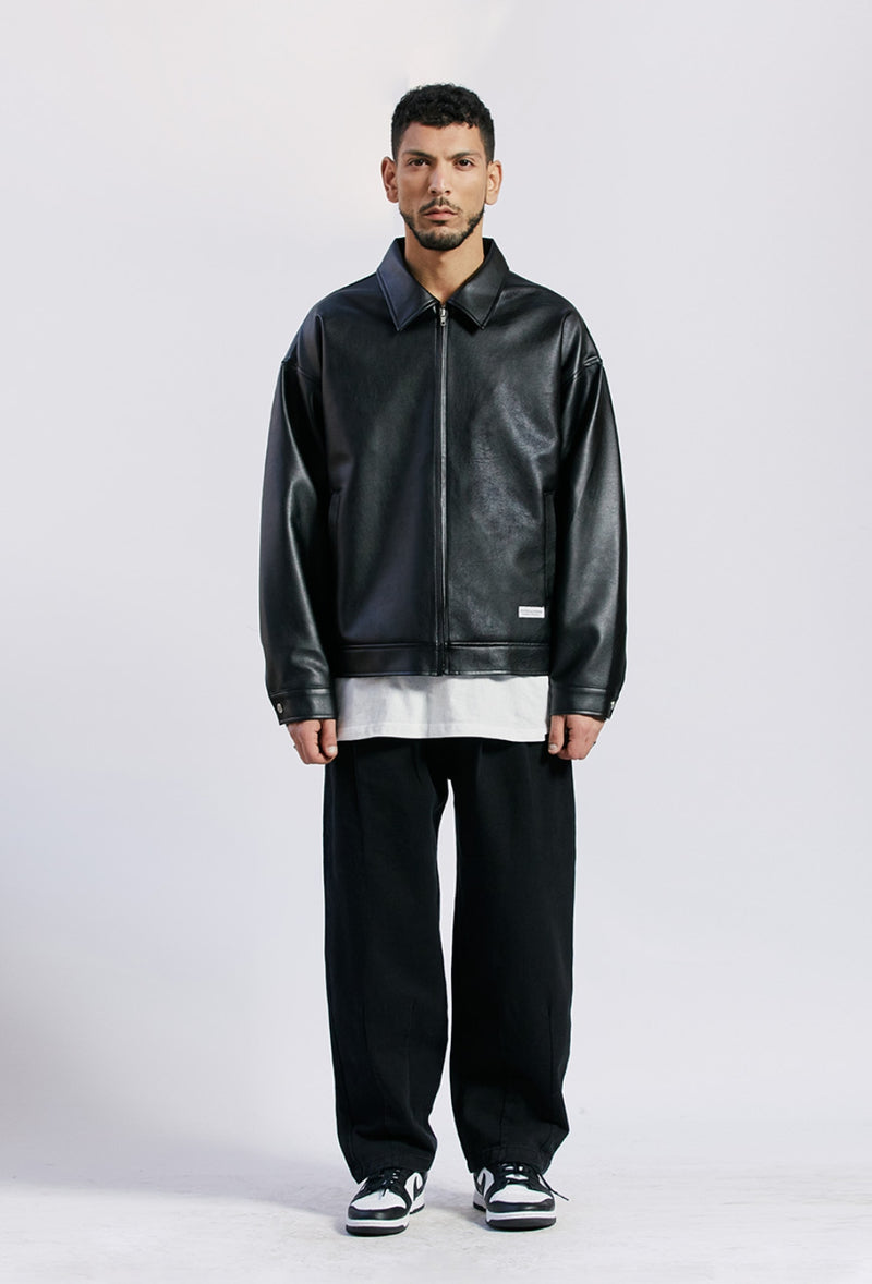 セイントペイン(SAINTPAIN) SP VEGAN LETHER OVERSIZE SINGLE JACKET-BLACK