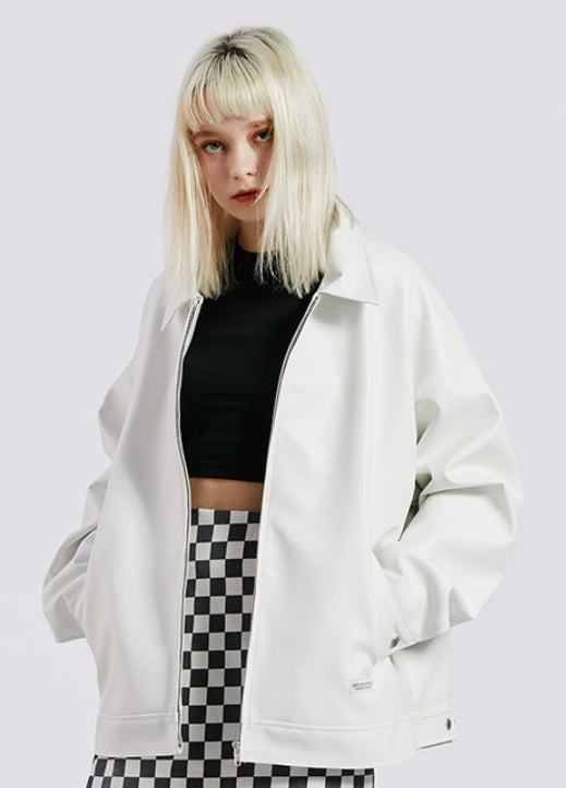 セイントペイン(SAINTPAIN) SP VEGAN LETHER OVERSIZE SINGLE JACKET-IVORY