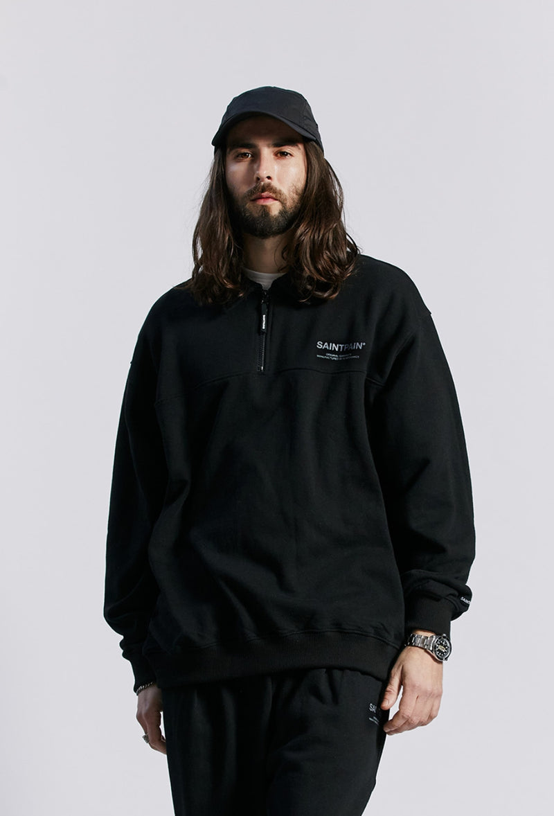 セイントペイン(SAINTPAIN) SP VRTN COLLAR HALF ZIP UP-BLACK