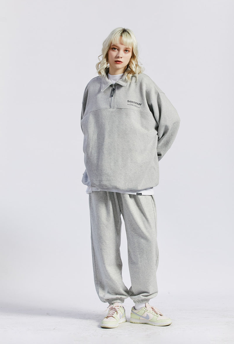 セイントペイン(SAINTPAIN) SP VRTN COLLAR HALF ZIP UP-MELANGE GRAY