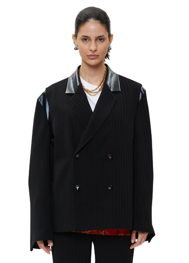 レイブレス(LABELESS) BLACK STRIPE DOUBLE JACKET